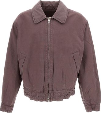 Our Legacy Bomber-Inspired Jacket in Dark Burgundy with Concealed Hood