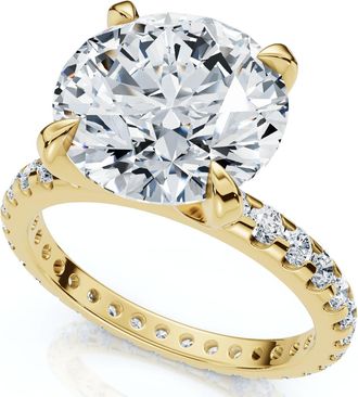 Pompeii3 Certified 3 1/2Ct Eternity Diamond Engagement Ring 14k Gold/Platinum Lab Grown