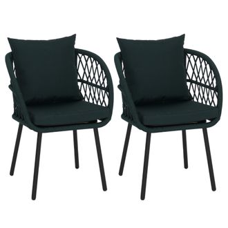 Hhg [nunca Usado] Juego De 2 Sillas De Jard&iacute;n Hhg-393, Sillones De Jard&iacute;n Con Reposabrazos, Estructura De Aluminio Con Trenzado De Cuerda Rope, Estructura