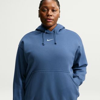 Nike Womens Nike Sportswear Phoenix Fleece Oversized Pullover Hoodie (Plus Size) in Blue | DV4984-462