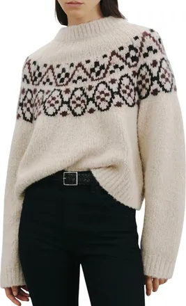 Nili Lotan Chrissy Cashmere Sweater In Beige Melange Fairisle