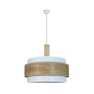 Wonderlamp L&aacute;mpara de techo con pantalla blanca y pieza decorativa de madera &oslash;40