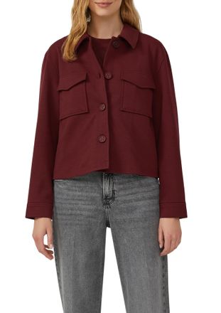 s.Oliver Kurzjacke S.OLIVER, Damen, Gr. 42, rot (dunkelrot), Jersey, Obermaterial: 74% Polyester, 22% Viskose, 4% Elasthan, relaxed fit taillenbedeckt, Jacken 