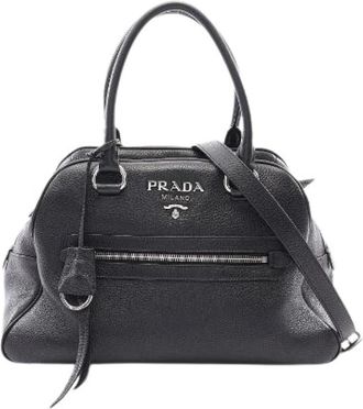 Prada Pre-owned Logo 2Way Handbag - Dames - Vintage Handtas - Zwart - ONE Size - Leer - Vintage