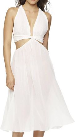 Jezebel Luna Chiffon And Satin Goddess Tea Length Dress In Winter White