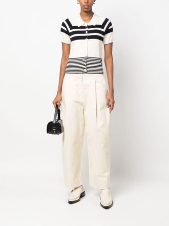 STUDIO NICHOLSON high-waisted wide-leg trousers - women - Cotton - 2 - White
