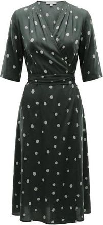 ALYSON EASTMAN Wrap Dress in Black With White Dot at Nordstrom, Size Medium