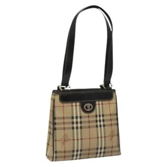 Burberry Pre-owned Shoulder Bags, female, Beige, Size: ONE SIZE Pre-owned Vintage PVC Leather Tote Bag