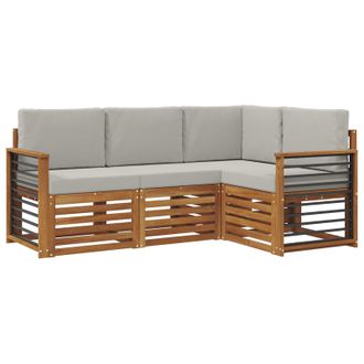 vidaXL Juegos De Sof&aacute;s Con Coj&iacute;n 4 Pcs Gris Natural Y Claro Vidaxl