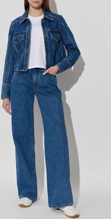 Balmain Denim Jacket, Womens, Navy Blue