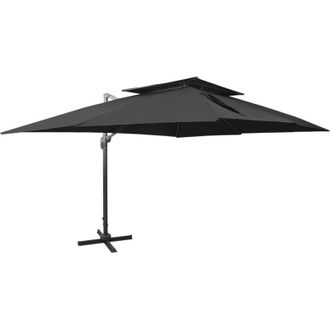 vidaXL Vidaxl - Sombrilla Jard&iacute;n Voladiza Con Cubierta Doble Negro 400x300 Cm
