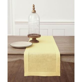 Solino Home Linen Table Runner for Dining Table, Holiday and Everyday Table Decor - Classic Hemstitch in Yellow at Nordstrom, Size X-Small