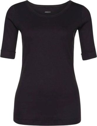 Marc Cain Middernachtblauw Rib T-shirt met Getinte Overlocknaden - Dames - T-shirts - Blauw - XL - Katoen - Tops