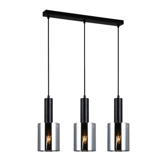 Netlighting Modern Hanging Pendant Black 3 Light with Smoky Shade E27