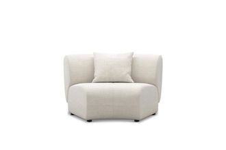 Castlery Auburn Curve Wedge Sofa Customized, Performance Linen Weave, Sand, Spill Resistant, Modular for Sofas, Grey, Castlery