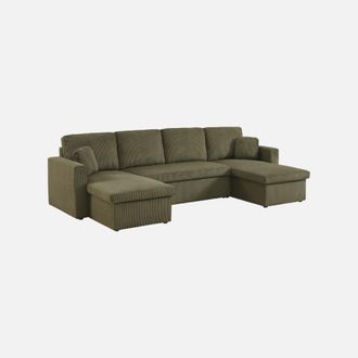 Sweeek Sof&aacute; Cama Panor&aacute;mico De Pana Con Ba&uacute;l, 4 Plazas