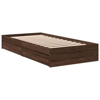 Berkfield Home Modern Bed Frame w/Drawers Frame Brown Oak 75x190 cm Small Single