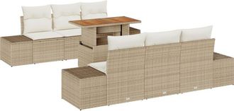 vidaXL Vidaxl - Conjunto De Comedor De Jard&iacute;n Con Coj&iacute;n 7 Pcs Beige, Crema