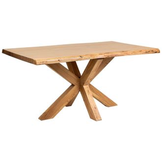 Wanderlust Deco Mesa de comedor borde vivo de madera de acacia natural 160x90x77