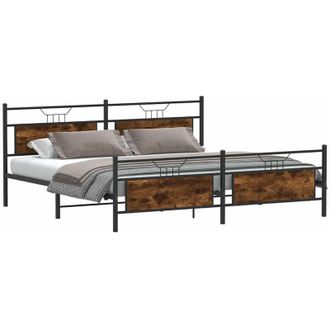vidaXL Vidaxl - Estructura De Cama Sin Colch&oacute;n Metal Roble Ahumado 193x203 Cm