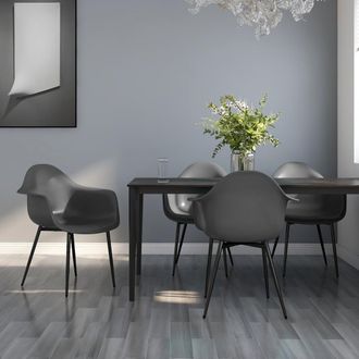 vidaXL Sillas De Comedor 4 Unidades Gris Pp Vidaxl