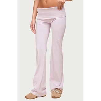 Edikted Oriane Foldover Flare Leggings in Lilac at Nordstrom, Size X-Large