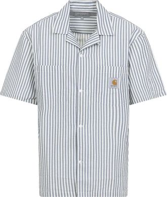 Carhartt Work in Progress Leavel Shirt - Heren - Korte mouwen Overhemden - Blauw - S - Katoen - Overhemden