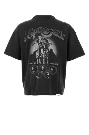 Represent Mens Slate Cotton Blend T-Shirt Stainedblack Hemp T-shirts And Polos