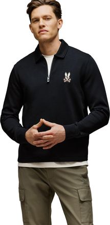 Psycho Bunny Mens Black Daniel Quarter Zip Sweatshirt - Size Small