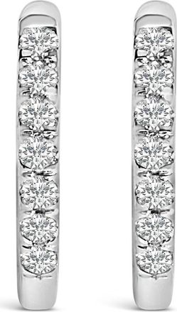 House of Brilliance 10K Gold 1/4 Cttw Diamond Double Sided Huggie Hoop Earrings in White at Nordstrom