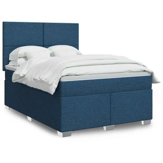 vidaXL Vidaxl - Cama Box Spring Con Colch&oacute;n Tela Azul 140x190 Cm