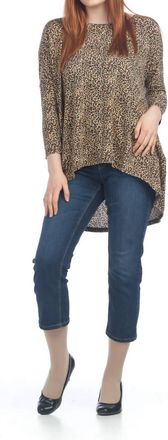 Papillon Ditsy Leopard High Low Sweater In Tan