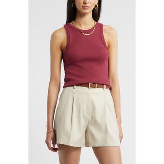 Nordstrom Everyday Cotton Rib Tank in Burgundy Rhode at Nordstrom, Size Xx-Large