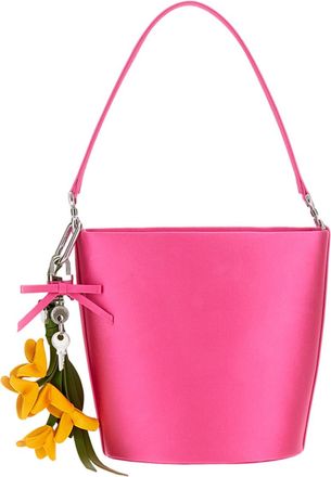 Self Portrait Bright Pink Satin Bucket Bag
