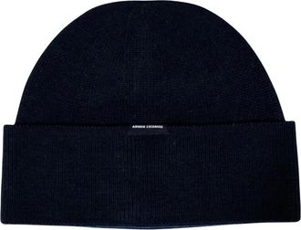 A|X Armani Exchange Blauwe Wollen Gebreide Muts - Heren - Hoeden - Blauw - ONE Size - Wol - Accessoires