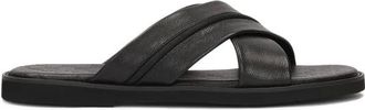 Kazar Heren leren slippers met kruisbanden - Heren - Sandalen - Zwart - 46 EU - Leer - Schoenen