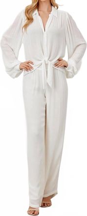 Maven West Tie-Front Button-Down Blouse In Pearl