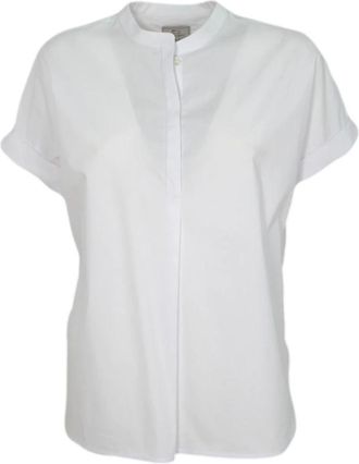 Woolrich Witte Poplin Shirt met Bedekte Knopen - Dames - Blouses - Wit - XS - Katoen - Overhemden