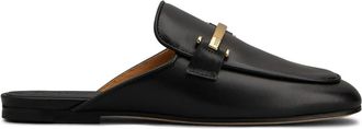 Tod's logo-plaque mules - women - Calf Leather/Calf Suede/Rubber/CALFSKIN - 34.5 - Black
