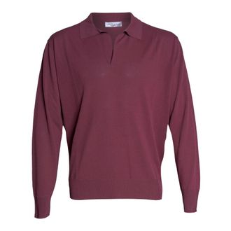 Roberto Collina V-neck Knitwear, male, Red, Size: M Buttonless Polo