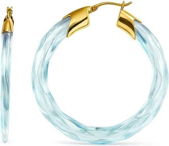 Gold & Honey Womens Swirl Twist Lucite Birthstone Hoop Earrings In April - Diamond