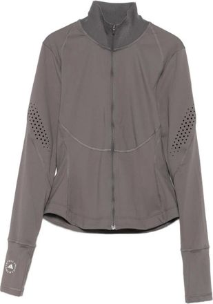 adidas by Stella McCartney Light Jackets, female, Brown, S, Brown Laser-Cut High Neck Jacket