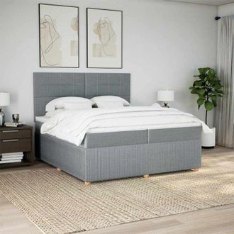 vidaXL Vidaxl - Cama Box Spring Con Colch&oacute;n Tela Gris Claro 200x200 Cm