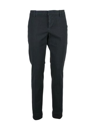 Dondup Black Gaubert Textured Stretch Cotton Trousers