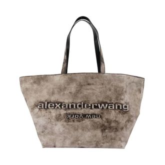 Alexander Wang Shopping Bags, female, Gray, ONE SIZE, Grey Leather Shopper Bag