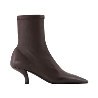 Toteme Brown Leather Ankle Boots with Heel
