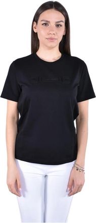 Elisabetta Franchi Jersey T-shirt met ronde hals - Dames - T-shirts - Zwart - XL - Katoen - Tops