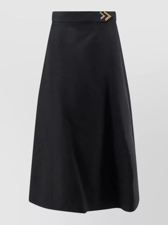 Valentino crepe couture midi skirt vgold detail