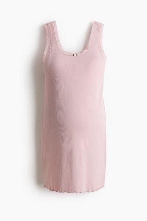 H&M Mama Ribbed Jersey Nightdress in Light Pink at Nordstrom, Size X-Large