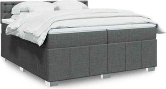 vidaXL Vidaxl - Cama Box Spring Con Colch&oacute;n Tela Gris Oscuro 200x200 Cm